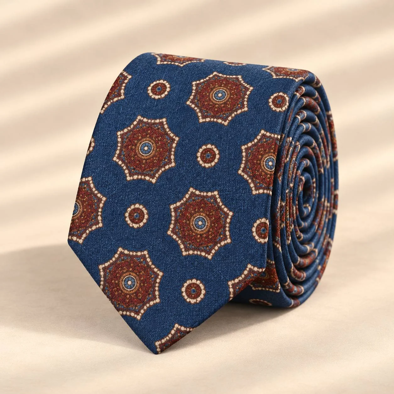 Blue Medallion Foulard Silk Tie