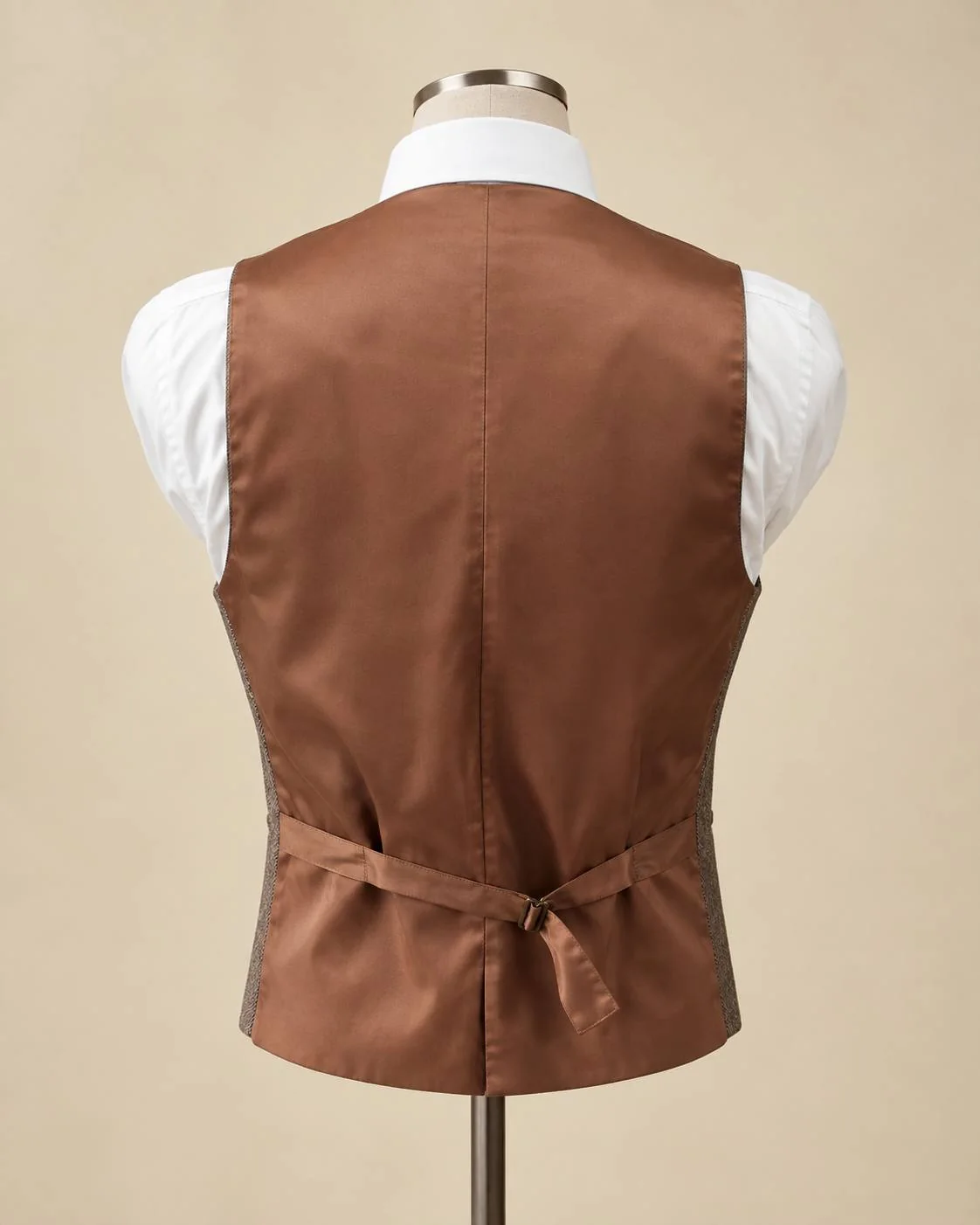 Gray Herringbone Wool Waistcoat – Formal Tweed Vest — image 4